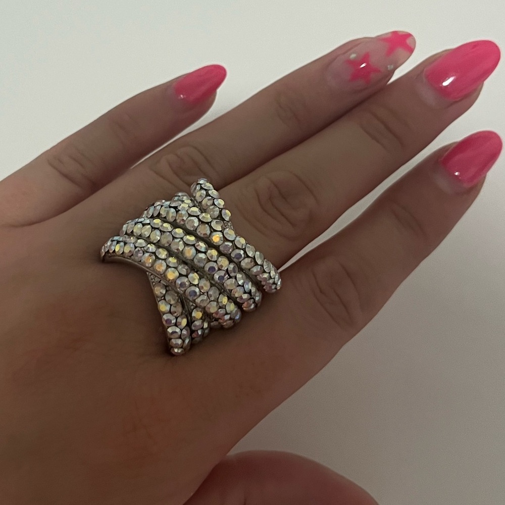 Silver AB Crystal Ring Adjustable